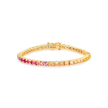 Pulseira dourada riviera rainbow rígida