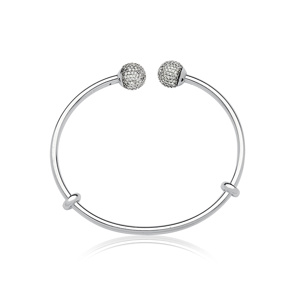 Pulseira bracelete aberto ovais cravejados prata 925