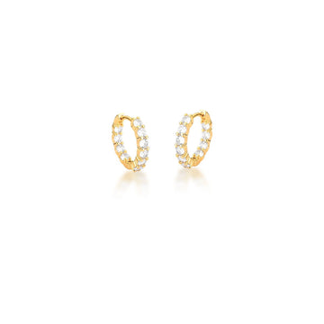 Brinco argola zircônia maior cristal G dourada