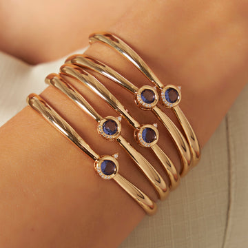 Pulseira bracelete oval tanzanita dourado