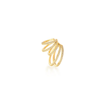 Piercing linhas cravejadas espaçadas dourado