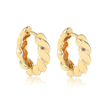 Brinco argola torcida entrelaçada P dourado