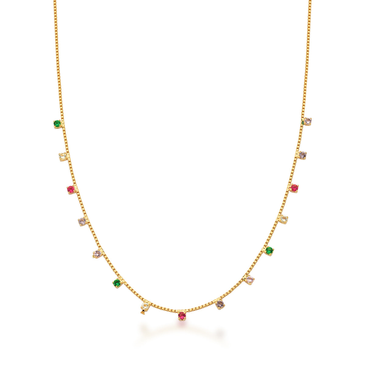 Colar choker pontos de luz coloridos com banho de ouro 18k