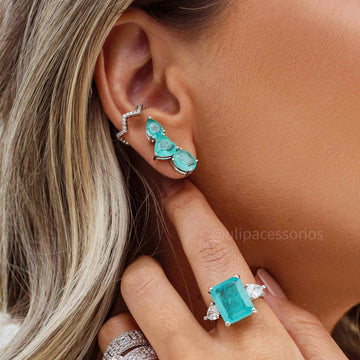 Piercing fake zig zag cravejado ródio branco