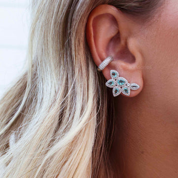 Piercing tubo cravejado com banho de ródio branco