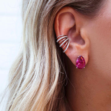 Piercing linhas lisas e cravejadas em ródio branco