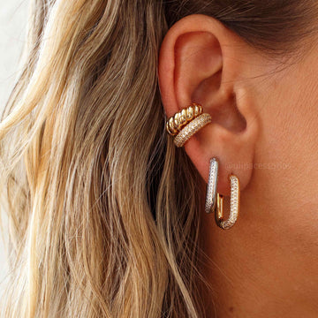 Piercing fake tubo inteiro cravejado com banho de ouro 18k