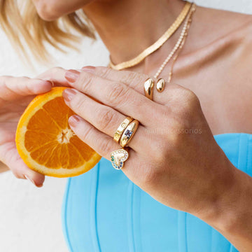 Anel aliança inspired com banho de ouro 18k