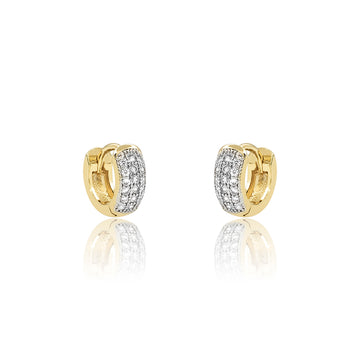 Brinco dourado argola cravejada larga P