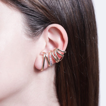 Brinco ear cuff maxi Silvia detalhe colorido dourado