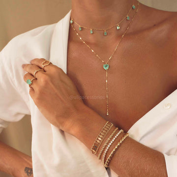Pulseira riviera cristal dourada