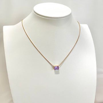 Colar retângulo lavanda dourado